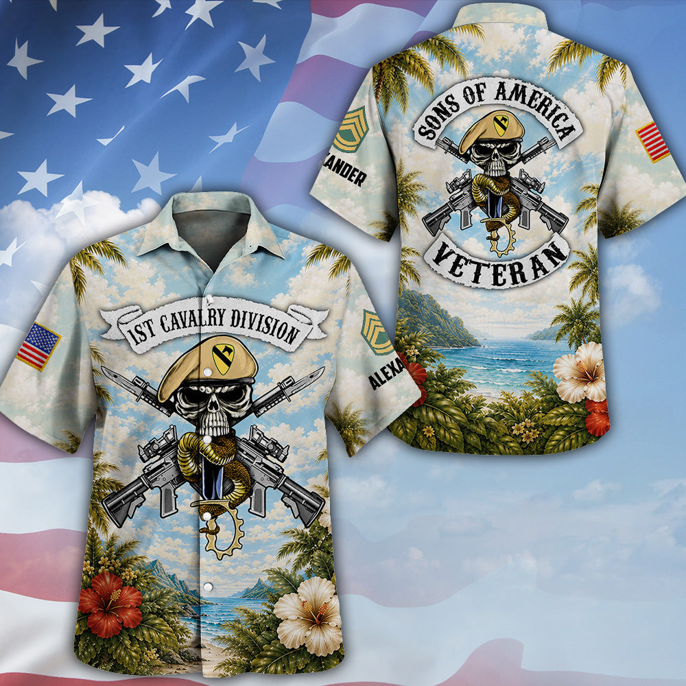 Custom Military Hawaiian Shirt Custom Military Division Gift For Veterans Custom All Branches Hawaiian Shirt Gift K1702 MT2