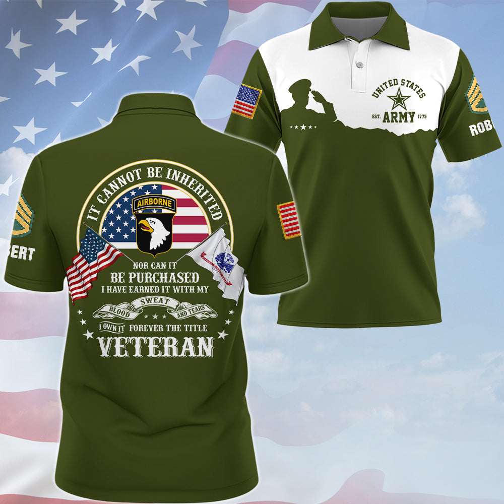 Personalized All Over Print Shirt It Cannot Be Inherited Nor Can It Purchased Custom Division Military Gift For Veteran's Day K1702 Trhn