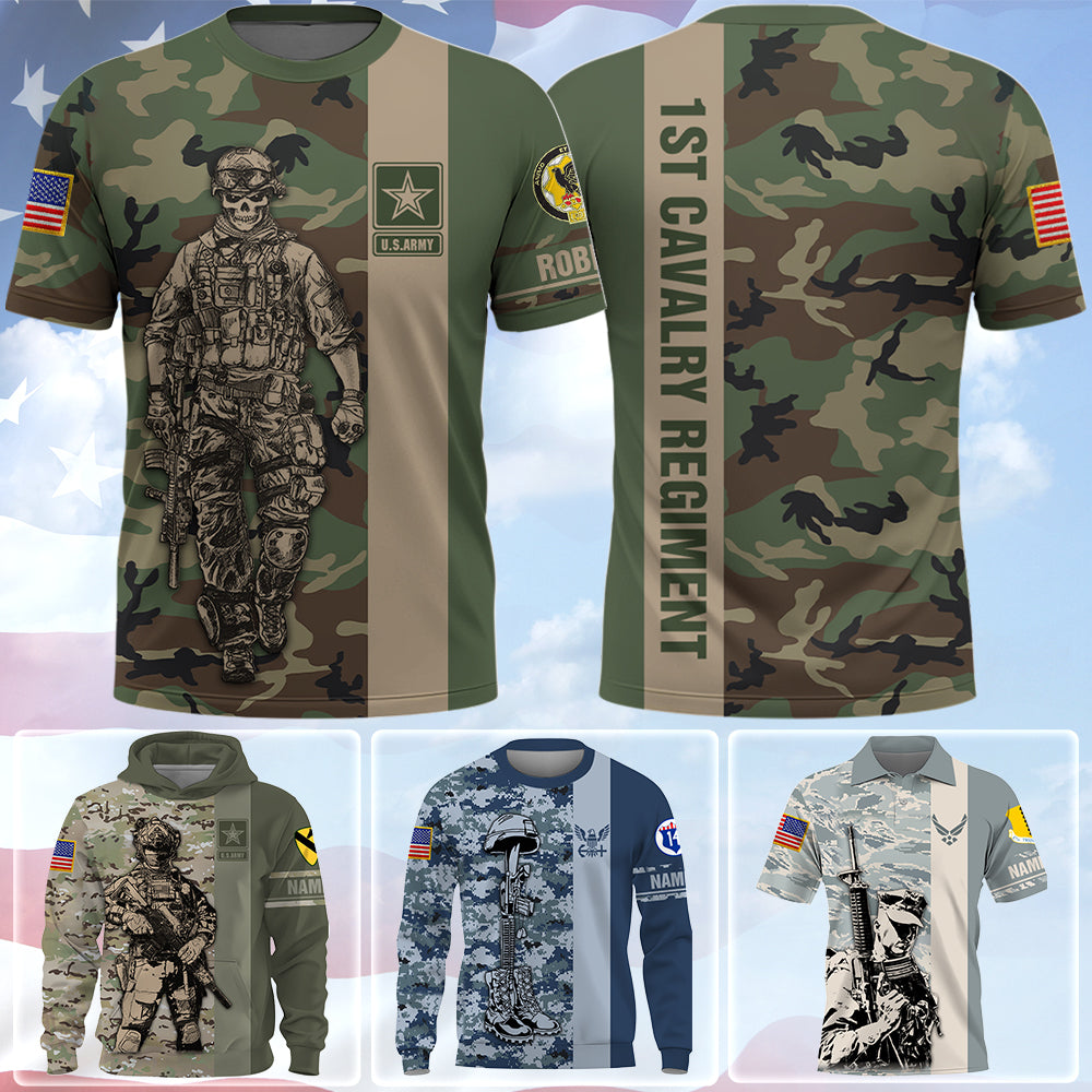 Veteran All Over Print Shirt Available All Military Branches Camouflage Shirts Custom Art Soldier Gift For Veterans K1702 Trhn