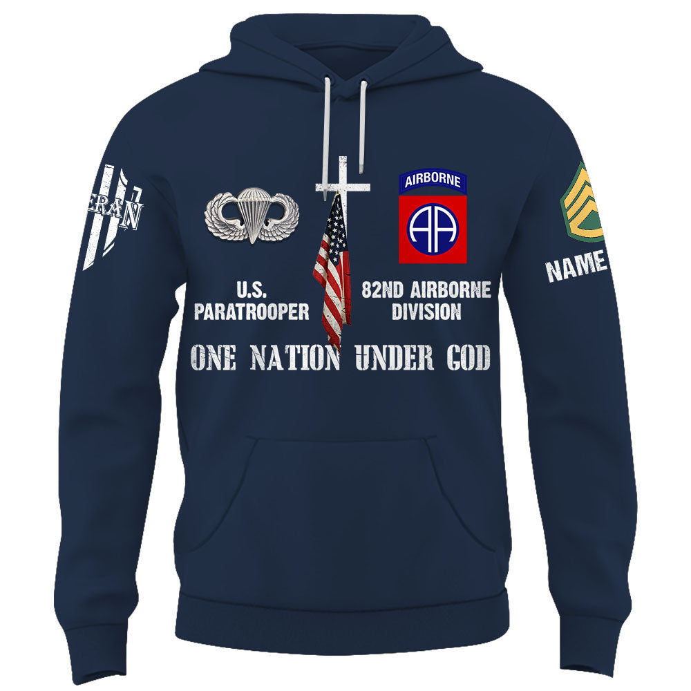 Personalized Shirt One Nation Under God Custom Division Badges Military Gift For Soldier Veteran K1702