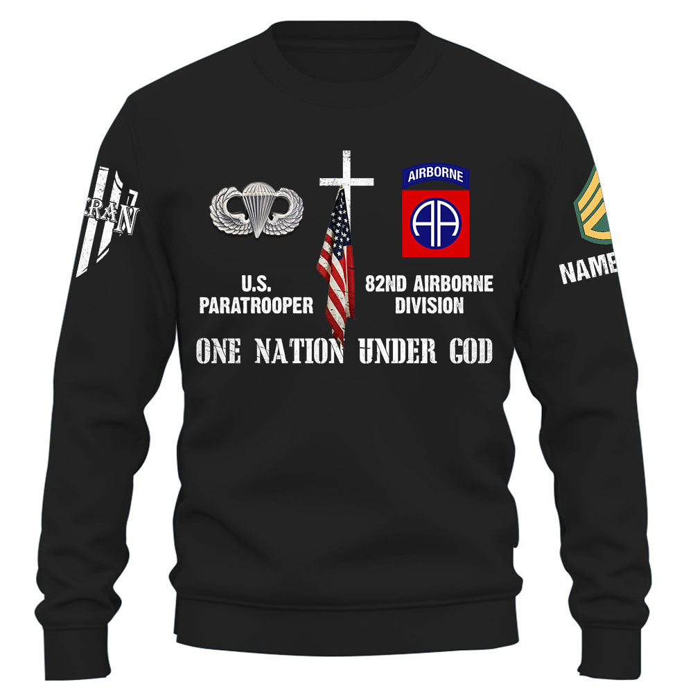 Personalized Shirt One Nation Under God Custom Division Badges Military Gift For Soldier Veteran K1702