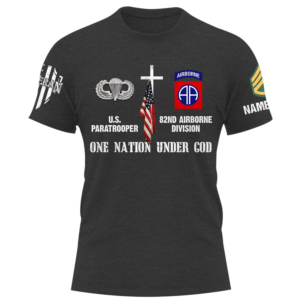 Personalized Shirt One Nation Under God Custom Division Badges Military Gift For Soldier Veteran K1702