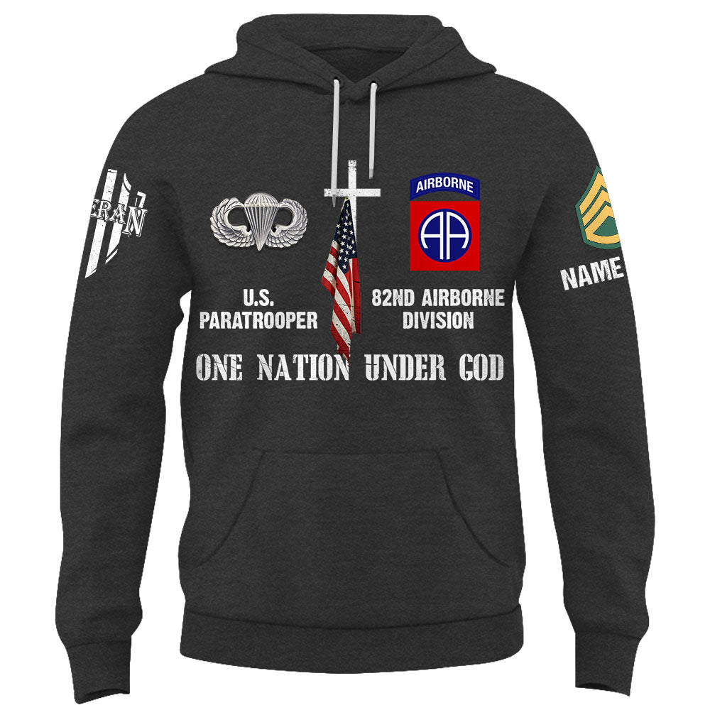 Personalized Shirt One Nation Under God Custom Division Badges Military Gift For Soldier Veteran K1702