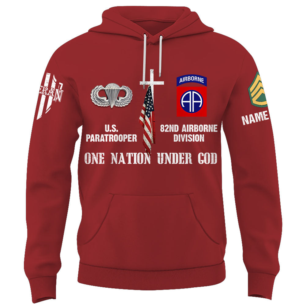 Personalized Shirt One Nation Under God Custom Division Badges Military Gift For Soldier Veteran K1702
