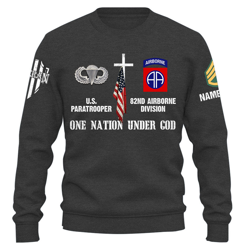 Personalized Shirt One Nation Under God Custom Division Badges Military Gift For Soldier Veteran K1702