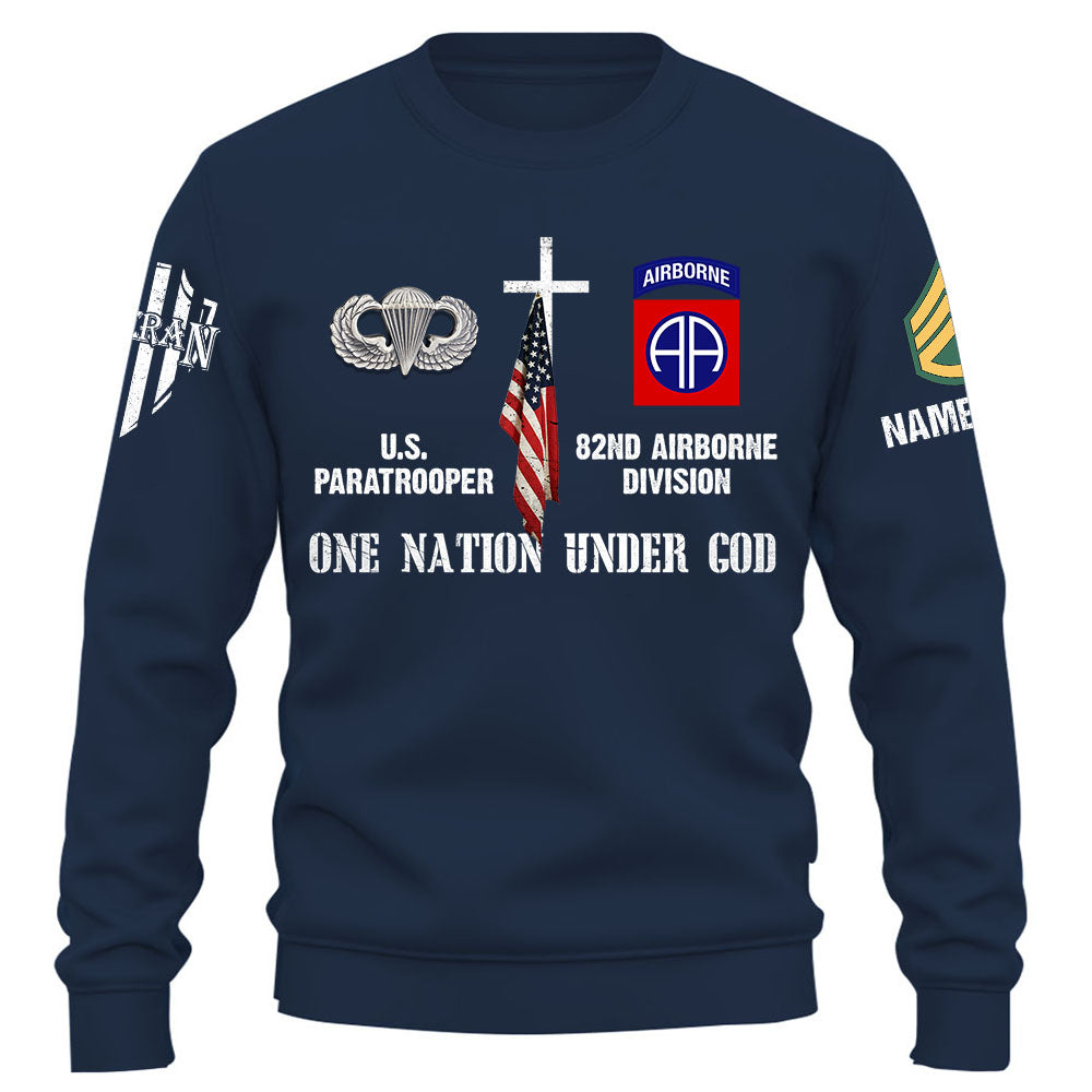 Personalized Shirt One Nation Under God Custom Division Badges Military Gift For Soldier Veteran K1702