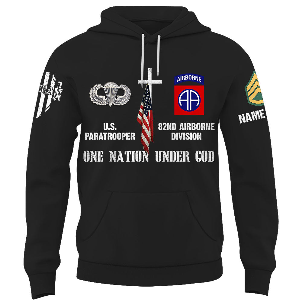 Personalized Shirt One Nation Under God Custom Division Badges Military Gift For Soldier Veteran K1702