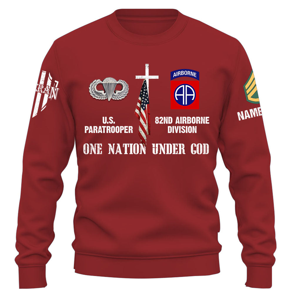 Personalized Shirt One Nation Under God Custom Division Badges Military Gift For Soldier Veteran K1702