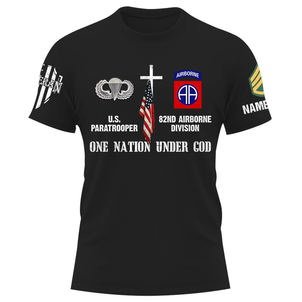 Personalized Shirt One Nation Under God Custom Division Badges Military Gift For Soldier Veteran K1702