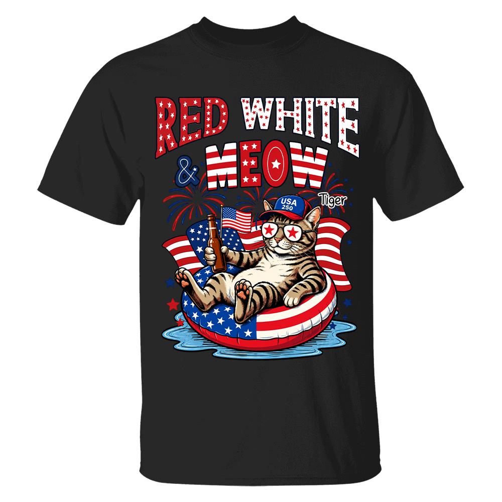 Red White Meow, Custom Photo Pet Shirt, America 250th Anniversary Gifts For Dog Cat Lovers, Dog Dad And Mom, Cat Owners T1807 Hv01 