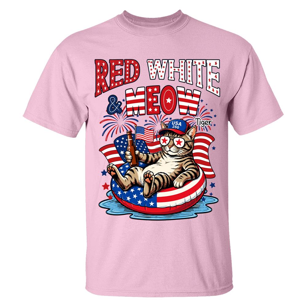 Red White Meow, Custom Photo Pet Shirt, America 250th Anniversary Gifts For Dog Cat Lovers, Dog Dad And Mom, Cat Owners T1807 Hv01 