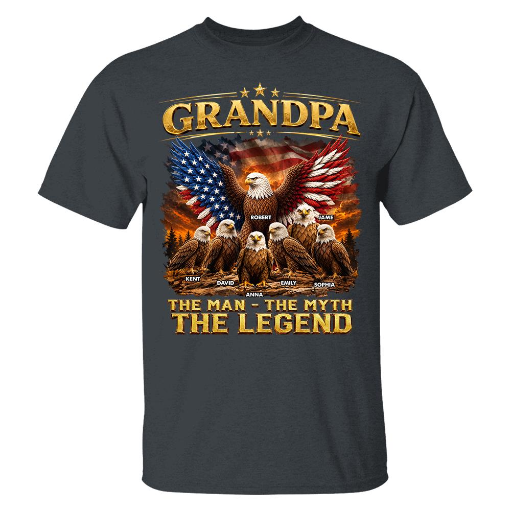 Grandpa Eagle - Personalized Shirt For Grandpa & Dad Vintage Shirt NA04 Hv01