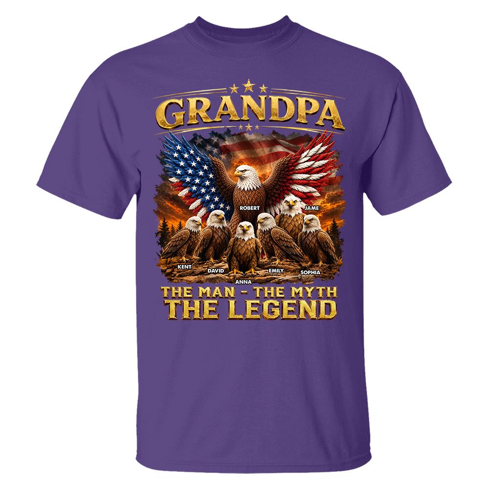 Grandpa Eagle - Personalized Shirt For Grandpa & Dad Vintage Shirt NA04 Hv01