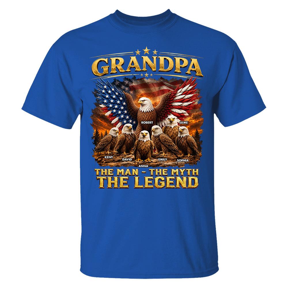 Grandpa Eagle - Personalized Shirt For Grandpa & Dad Vintage Shirt NA04 Hv01