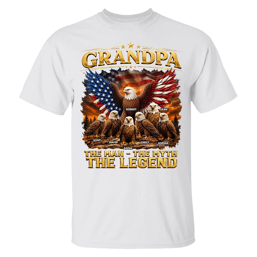Grandpa Eagle - Personalized Shirt For Grandpa & Dad Vintage Shirt NA04 Hv01