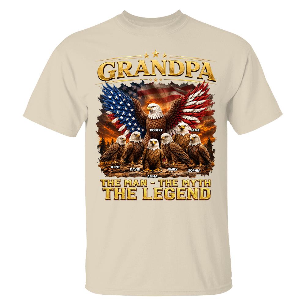 Grandpa Eagle - Personalized Shirt For Grandpa & Dad Vintage Shirt NA04 Hv01