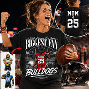 I'll Always Be Your Biggest Fan, Personalized Football Mom Shirt, Custom Player Name & Number Tee, Game Day Mom Gift Na02 Hv01
