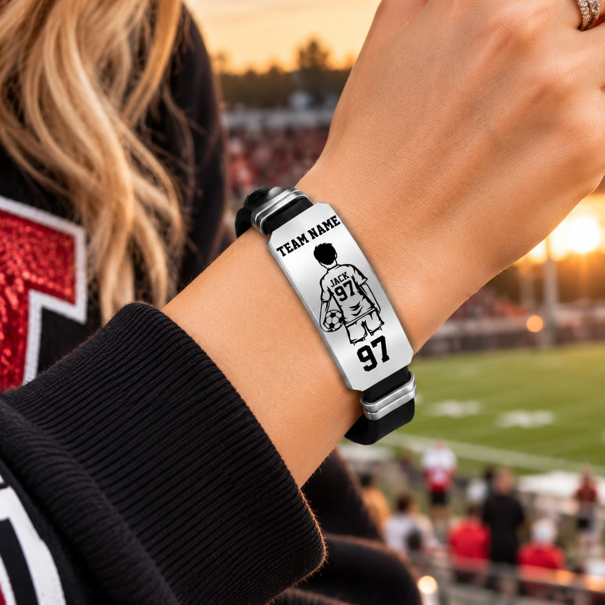 Personalized Soccer Player Bracelet – Custom Team Name, Player Name & Number Gift Na02 T24