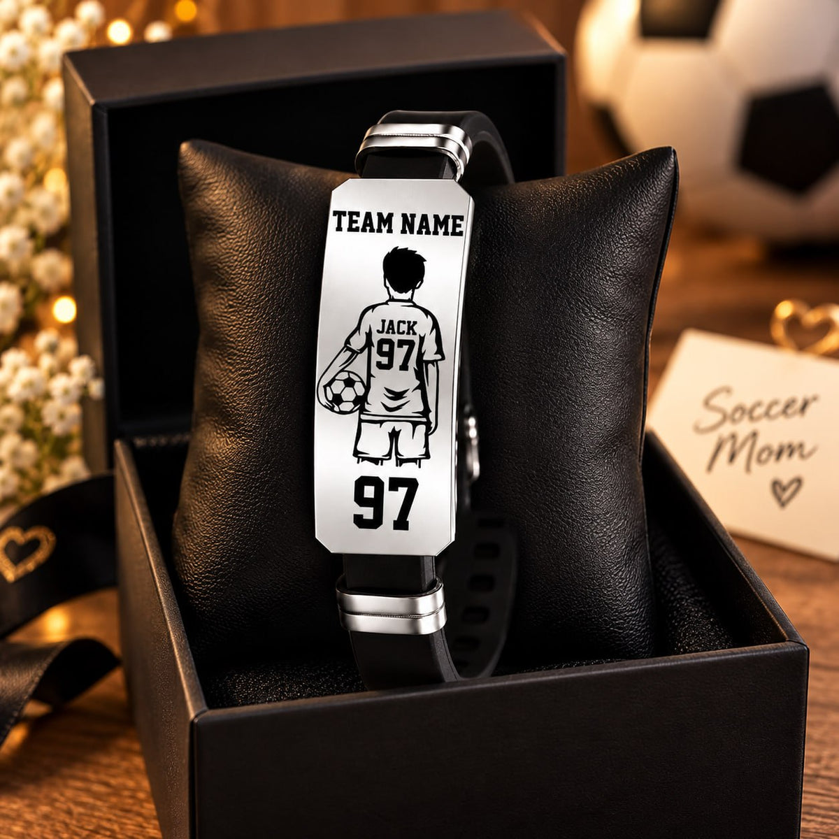 Personalized Soccer Player Bracelet – Custom Team Name, Player Name & Number Gift Na02 T24