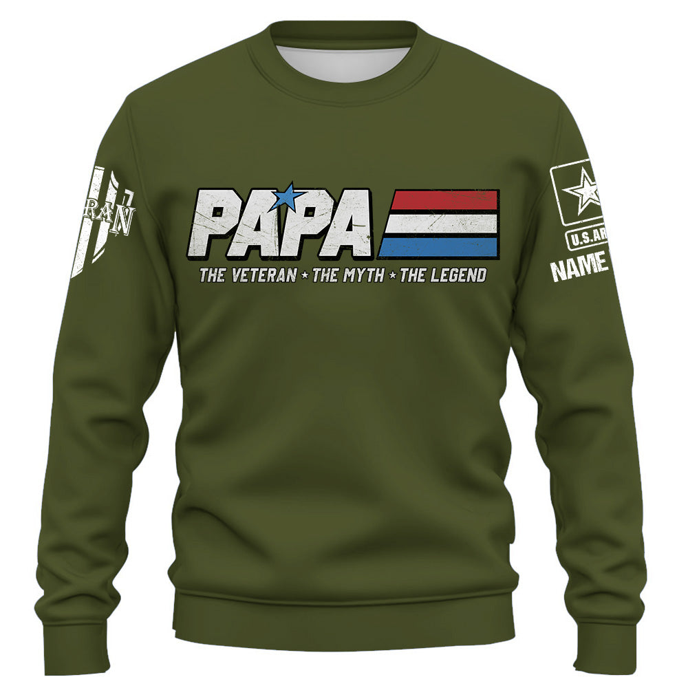 Papa The Veteran. The Myth. The Legend - Custom Shirt For Father's Day K1702