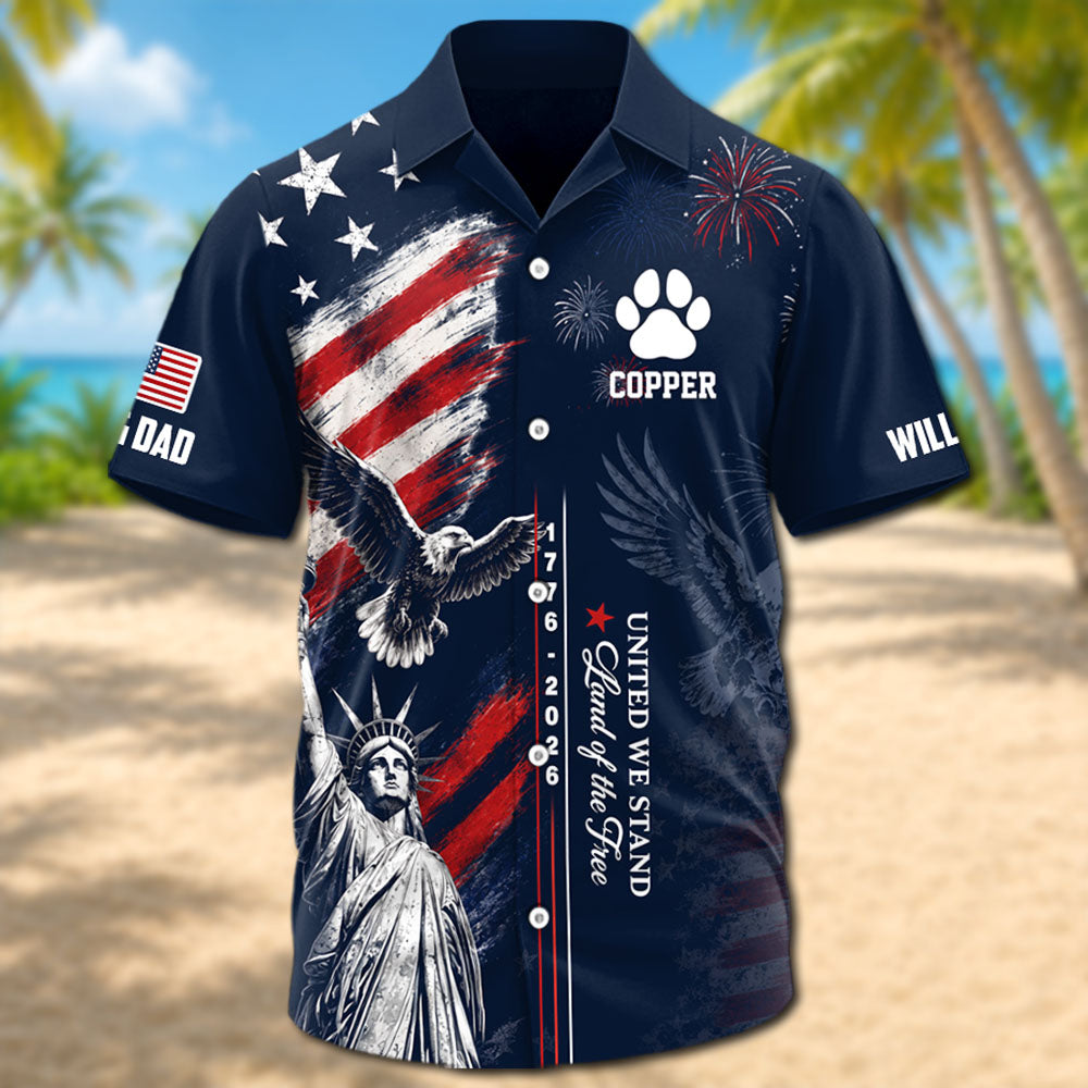 This Human Belongs To, Personalized America 250th Anniversary Hawaiian Shirt, Custom Photo Dog Cat For Pet Lover T1807 Pt99