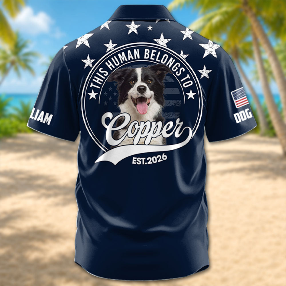 This Human Belongs To, Personalized America 250th Anniversary Hawaiian Shirt, Custom Photo Dog Cat For Pet Lover T1807 Pt99