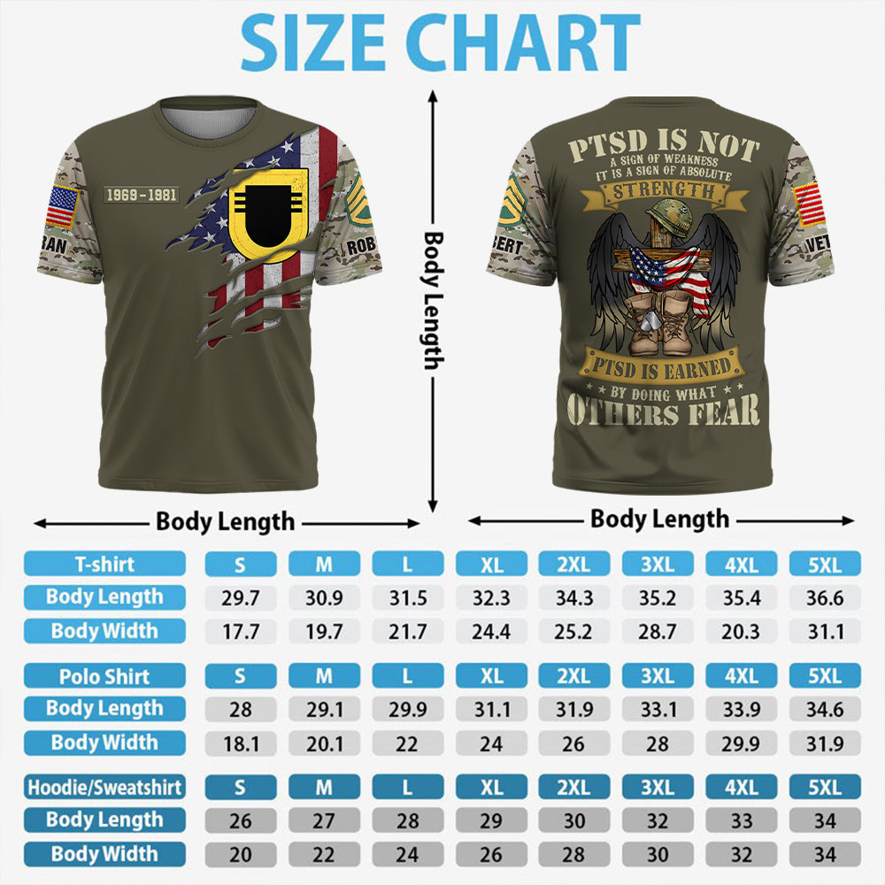 Custom Shirt PTSD is Not A Sign of Weakness, PTSD is Earned by Doing What Others Fear Gift For Veterans All Over Print Shirt K1702 Trhn