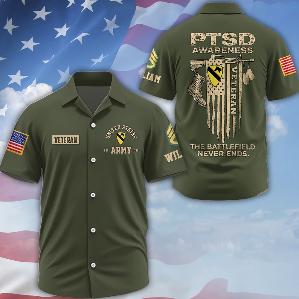 Custom Veteran Shirt Ptsd Awareness That Battlefield Never Ends Military Gift K1702 MT2