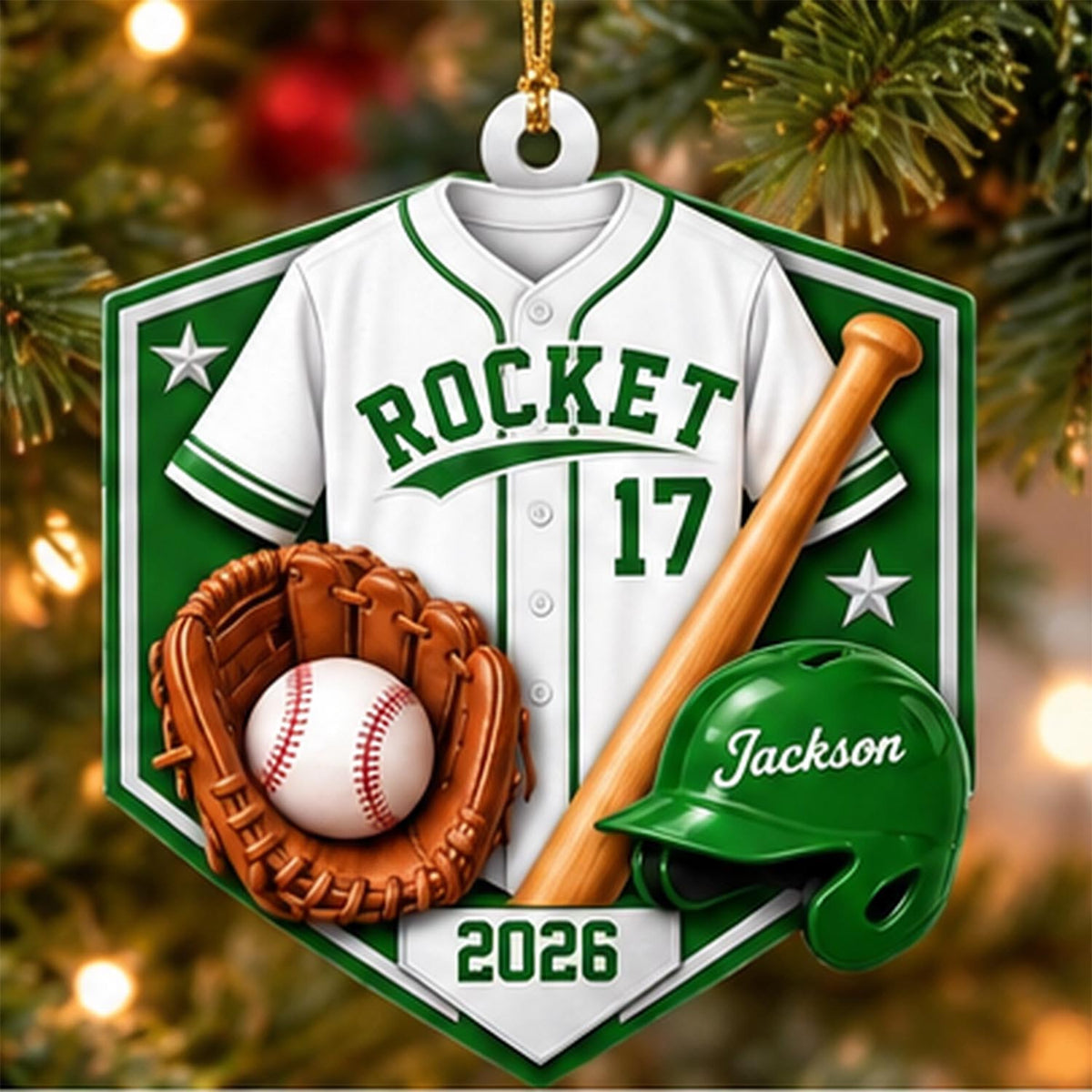 Personalized Baseball Player Acrylic Ornament | Custom Name, Team Name, Jersey Number & Color | Gift For Players, Coaches & Baseball Fans Pt99