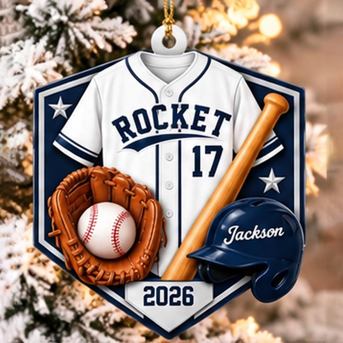 Personalized Baseball Player Acrylic Ornament | Custom Name, Team Name, Jersey Number & Color | Gift For Players, Coaches & Baseball Fans Pt99