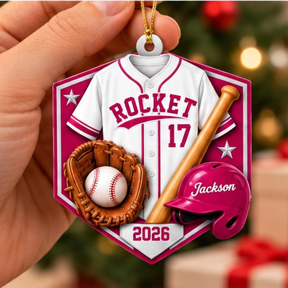 Personalized Baseball Player Acrylic Ornament | Custom Name, Team Name, Jersey Number & Color | Gift For Players, Coaches & Baseball Fans Pt99