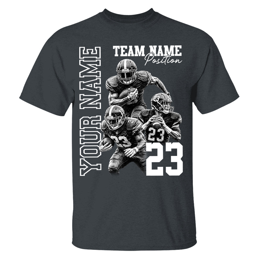 Customized American Football Photos Collage Shirt, Personalized Football Shirt With Name & Number, Football Team Gift Na02 Pt99