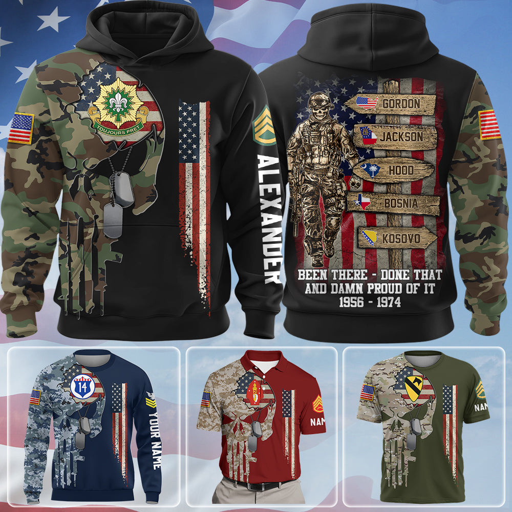 Personalized All Over Print Shirt Veteran World Tour - Personalized Branch, Rank, and Locations Skull Veteran Shirt K1702 Trhn