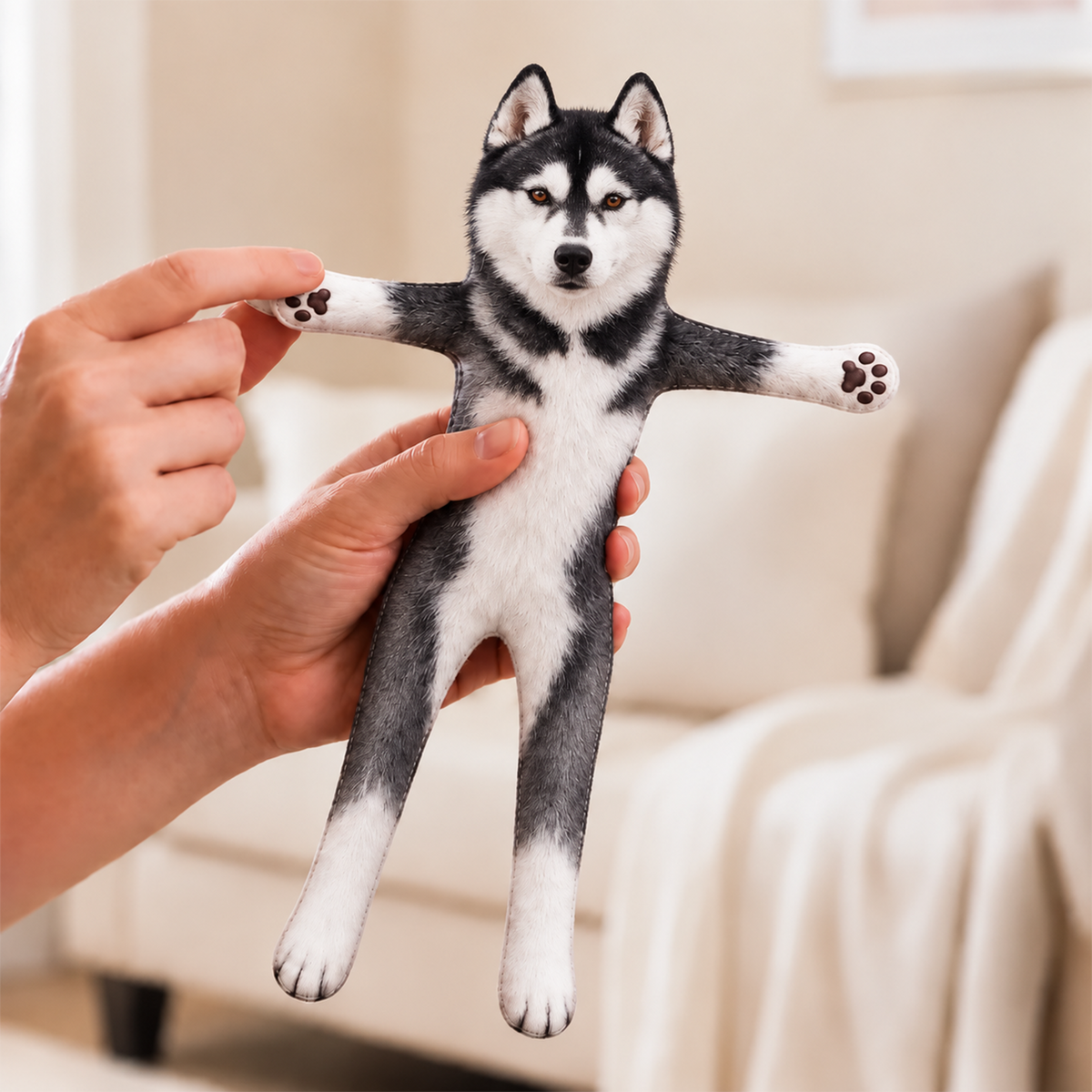 Personalized Husky Photo Pet Squishy Toy Poseable Plush Doll, Funny Gift For Dog Mom, Dad, Pet Lover T1807 T24 TL06