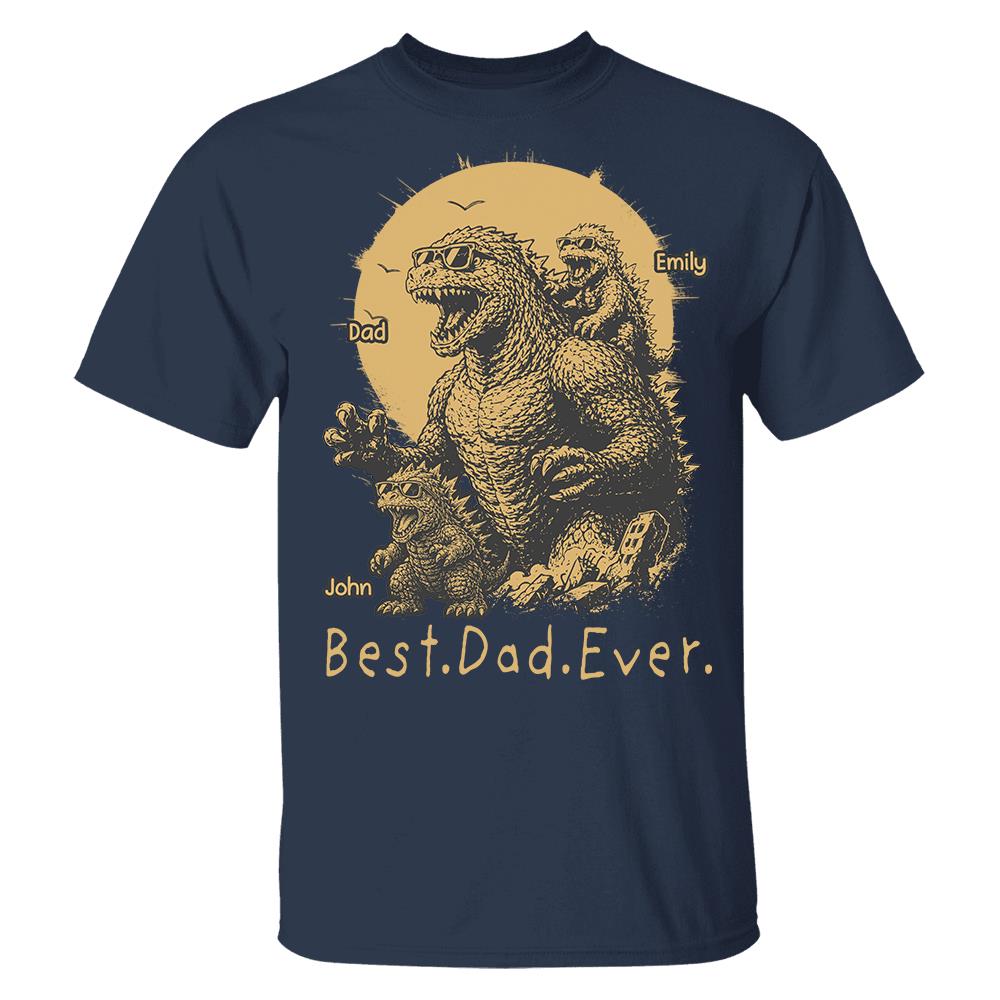 Personalized Best Dad Ever Dadzilla T-Shirt Father Day Gifts for Dad Funny Papa Tshirt Cool Daddy Dinosaur Tee Vr2