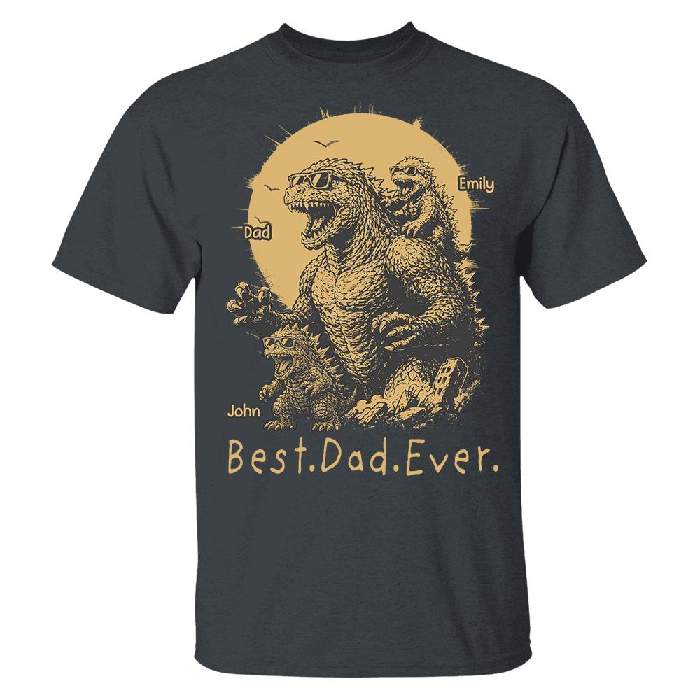 Personalized Best Dad Ever Dadzilla T-Shirt Father Day Gifts for Dad Funny Papa Tshirt Cool Daddy Dinosaur Tee Vr2