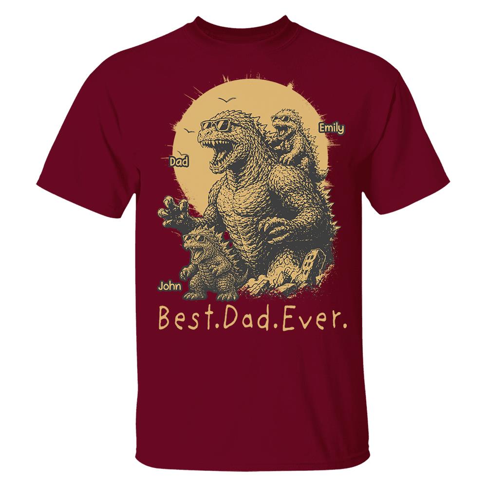 Personalized Best Dad Ever Dadzilla T-Shirt Father Day Gifts for Dad Funny Papa Tshirt Cool Daddy Dinosaur Tee Vr2