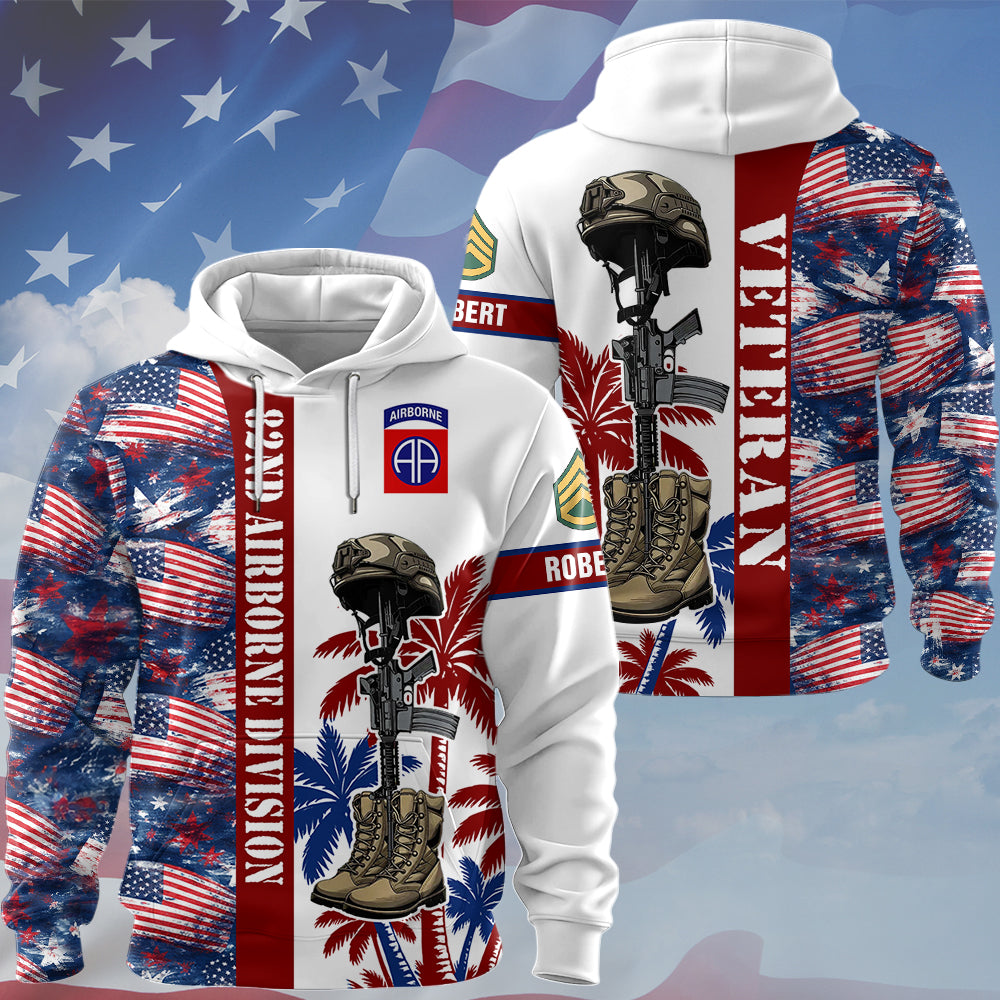 Military Personalized Hawaiian Shirt with Floral Pattern and Custom Military Unit - Military Gifts K1702 MT2