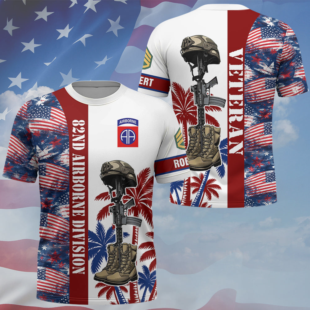 Military Personalized Hawaiian Shirt with Floral Pattern and Custom Military Unit - Military Gifts K1702 MT2