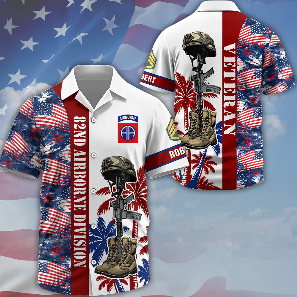 Military Personalized Hawaiian Shirt with Floral Pattern and Custom Military Unit - Military Gifts K1702 MT2