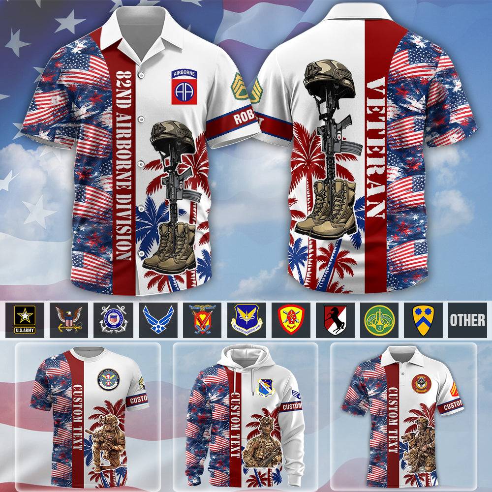 Military Personalized Hawaiian Shirt with Floral Pattern and Custom Military Unit - Military Gifts K1702 MT2