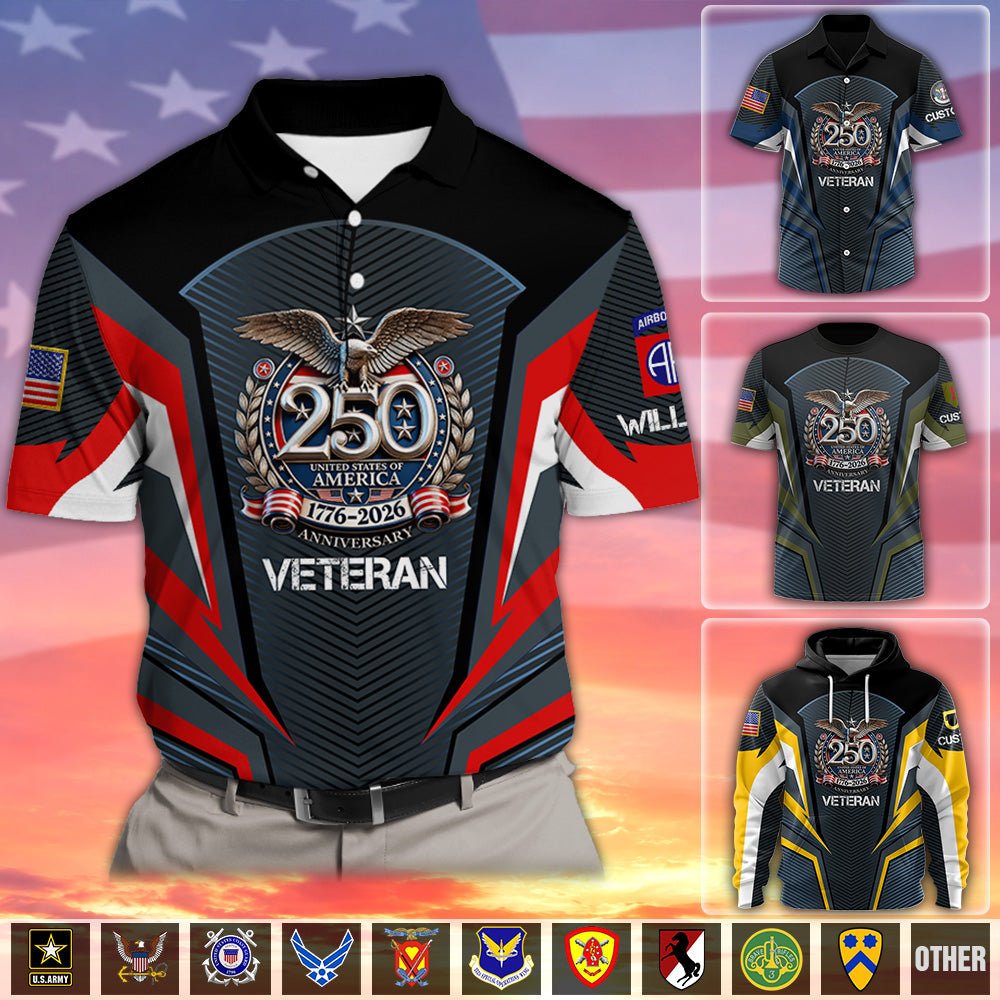 Custom Shirt United States of USA 250 Years Anniversary Eagle Shirt Gift For Veterans K1702 MT2