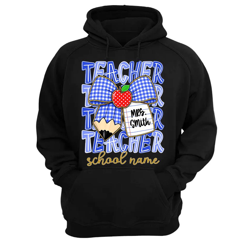 Personalized Coquette Bow Teacher Para Librarian Counselor Appreciation Back to School, Custom Job Title Teacher Name, Gifts For Teacher MI209 Hv01