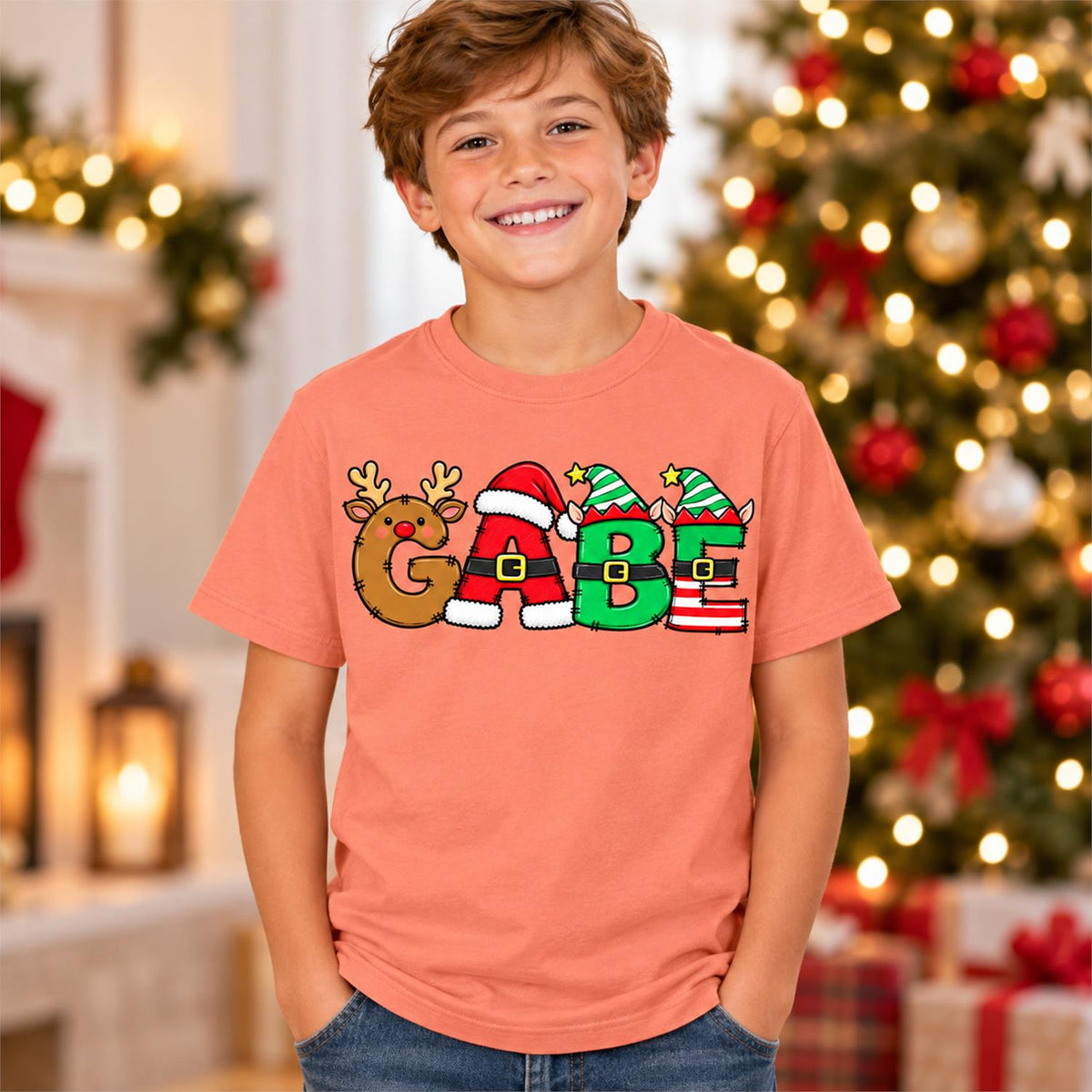 Christmas Name Shirt Monogram Matching Family Tee Christmas 2026 T-Shirt Holiday Custom Family Christmas T-Shirt Xmas Tee With Name Hv01
