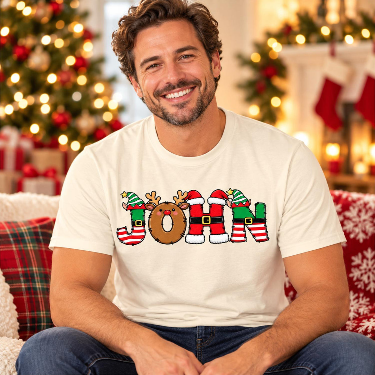 Christmas Name Shirt Monogram Matching Family Tee Christmas 2026 T-Shirt Holiday Custom Family Christmas T-Shirt Xmas Tee With Name Hv01