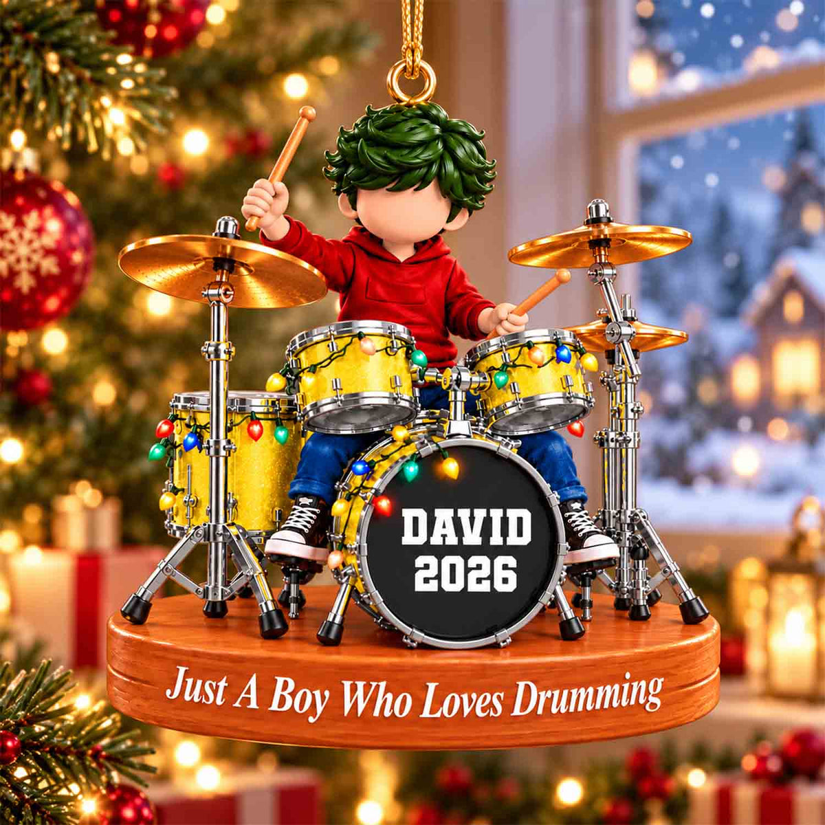 Custom Just A Boy Who Loves Drumming Ornament, Christmas Gifts For Drummer L0411 Pt99