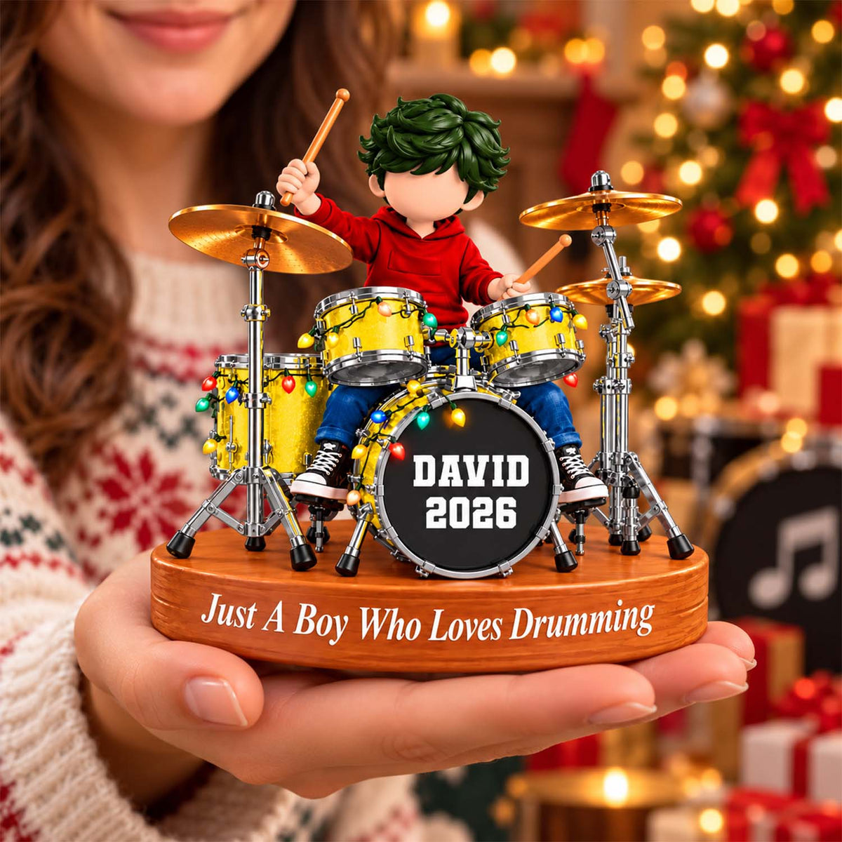 Custom Just A Boy Who Loves Drumming Ornament, Christmas Gifts For Drummer L0411 Pt99