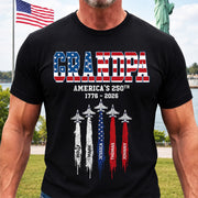 American Grandpa, Personalized Shirt Custom Kids Names Nation Flag American 250th Anniversary,  Father's Day Gift For Dad, Grandpa MI209 VH01