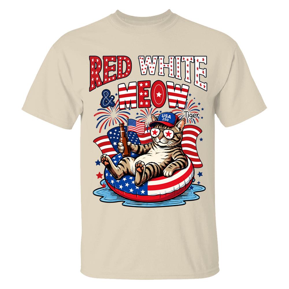 Red White Meow, Custom Photo Pet Shirt, America 250th Anniversary Gifts For Dog Cat Lovers, Dog Dad And Mom, Cat Owners T1807 Hv01 