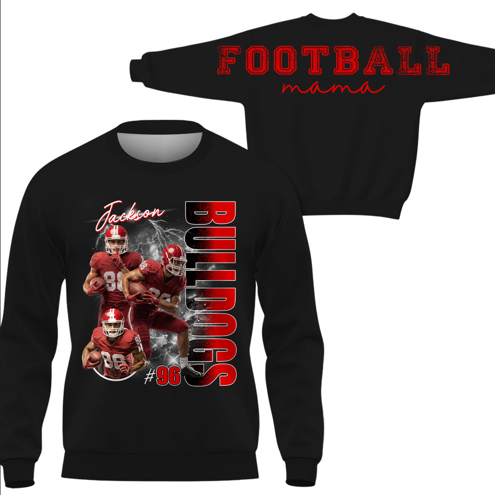 Personalized Football Mom Sweatshirt, Custom Large Back Graphic, Gift For Football Mom Football Family Football Lovers MI209 T24